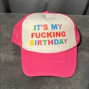 Bold Pink Birthday Trucker Hat